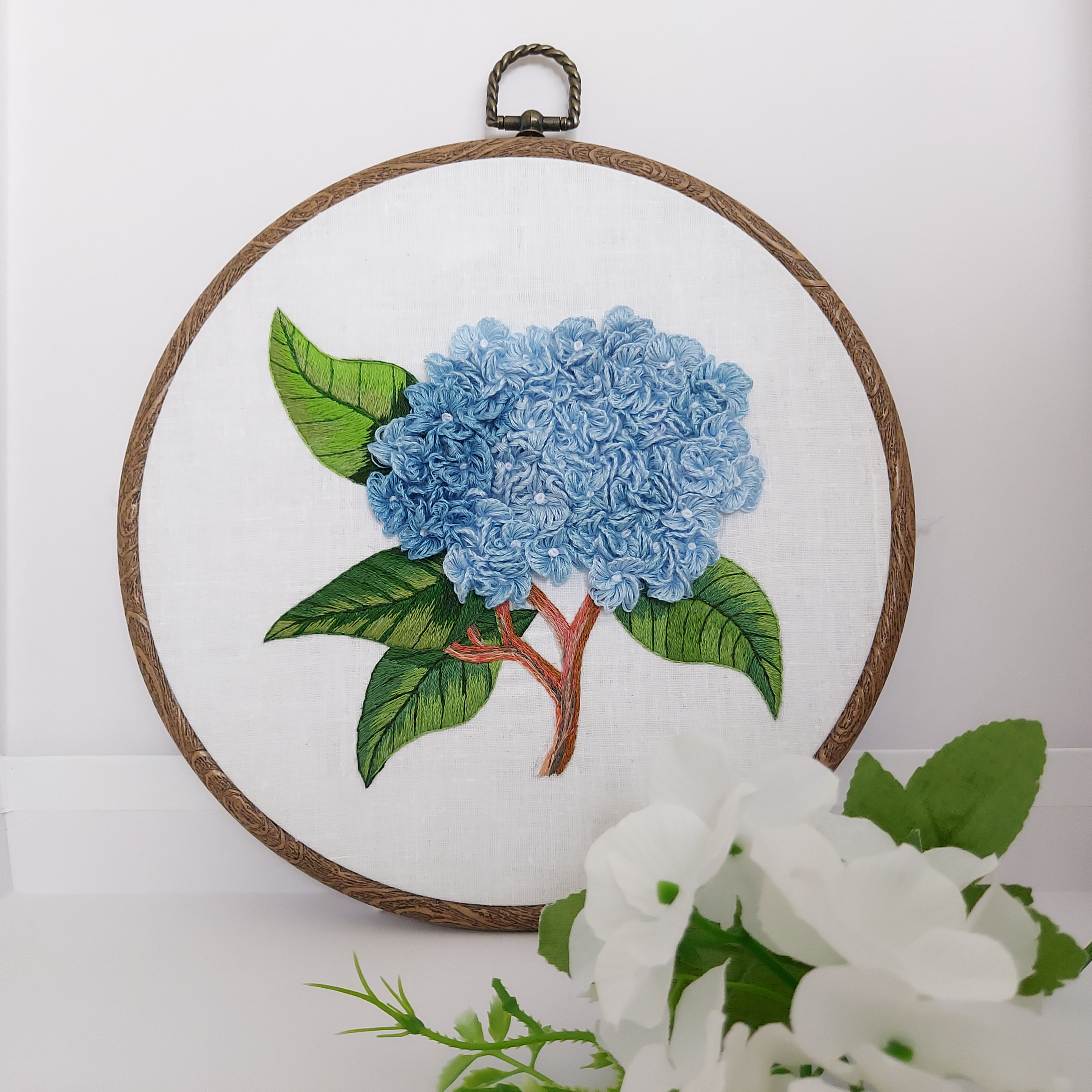 Embroidery Hoop - Hydrangea - Artwork - Home Decor