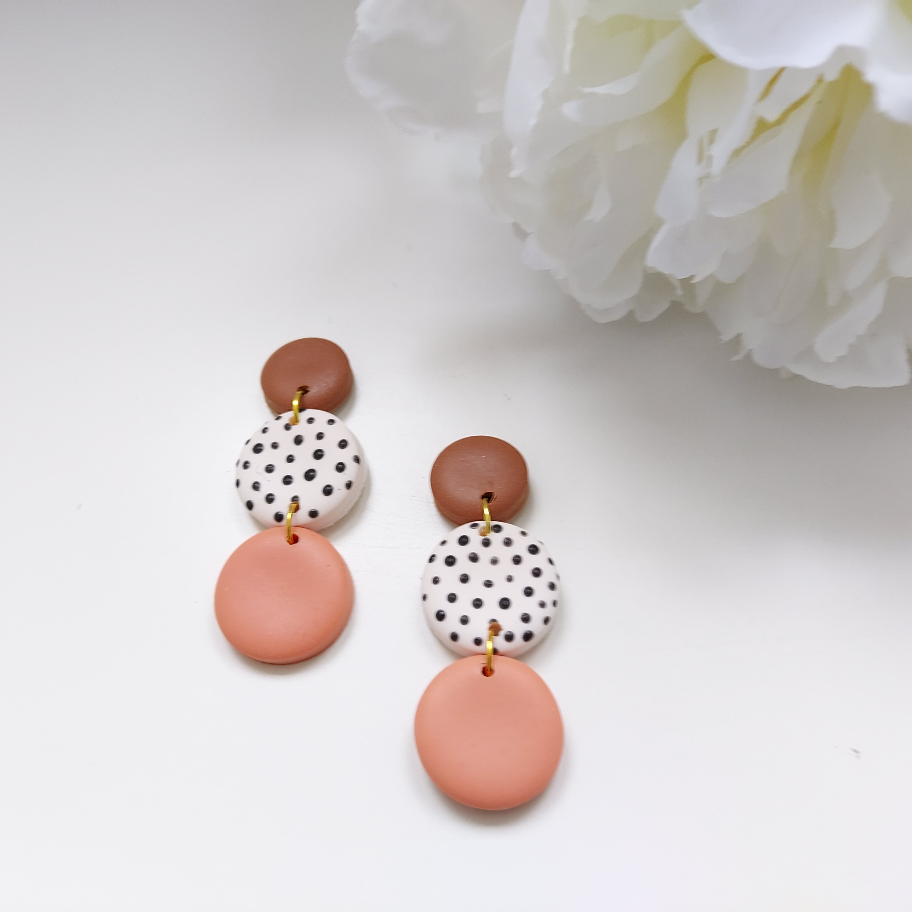 Polymer Clay Earrings - Polka Dots Stud Earrings