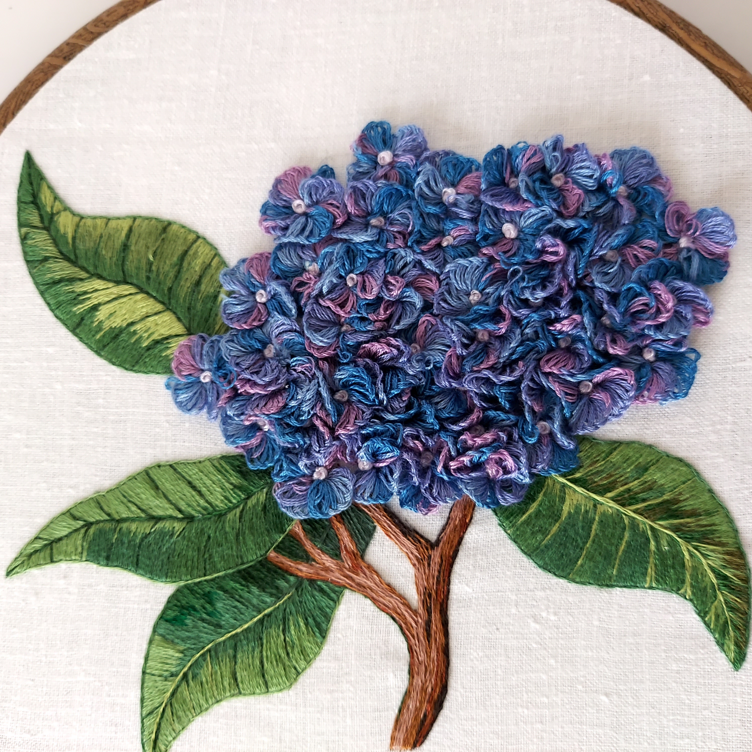 Embroidery Hoop - Hydrangea - Artwork - Home Decor